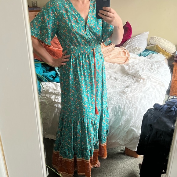 Teal and orange block print boho dress - Picture 10 of 10